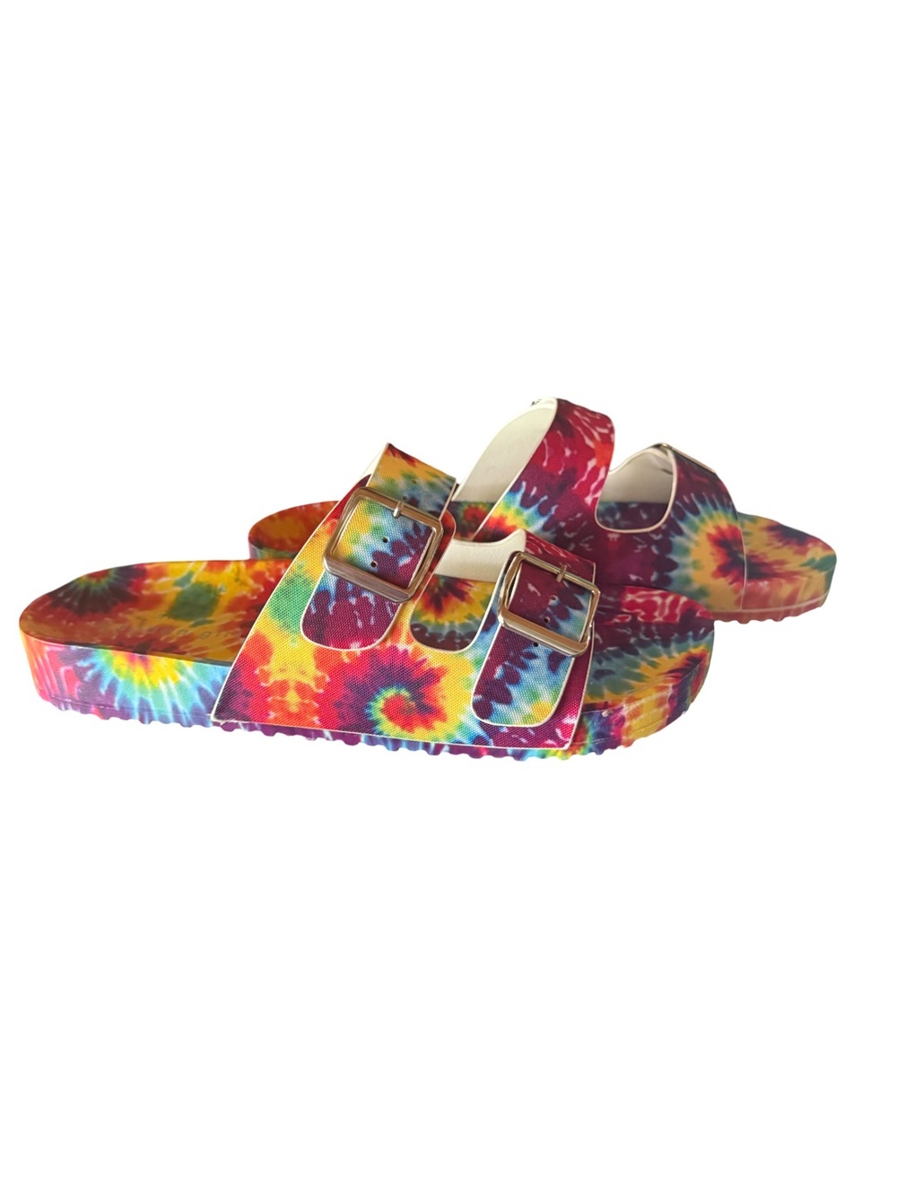Madden Girl Tie-Dye Double-Buckle Slide Sandals - Rainbow